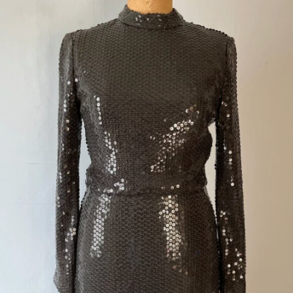 Chocolate brown sequins gown - Picture 1 of 5